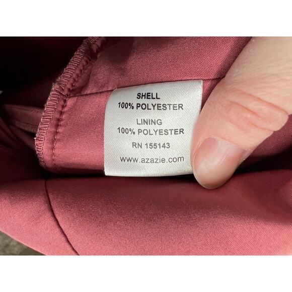 AZAZIE TUTU A-Line Boatneck Lace Chiffon Tea-Length Dress Desert Rose - Picture 10 of 11